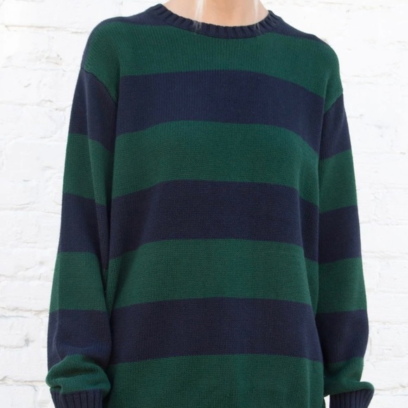 Brandy Melville | Sweaters | Brandy Melville Green And Navy Blue Thick  Striped Sweater Tate John Galt | Poshmark